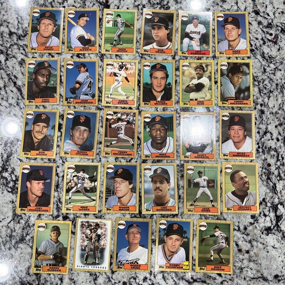 San Francisco Giants 1987 Topps Tiffany Cards Lot 29 Total Set Break